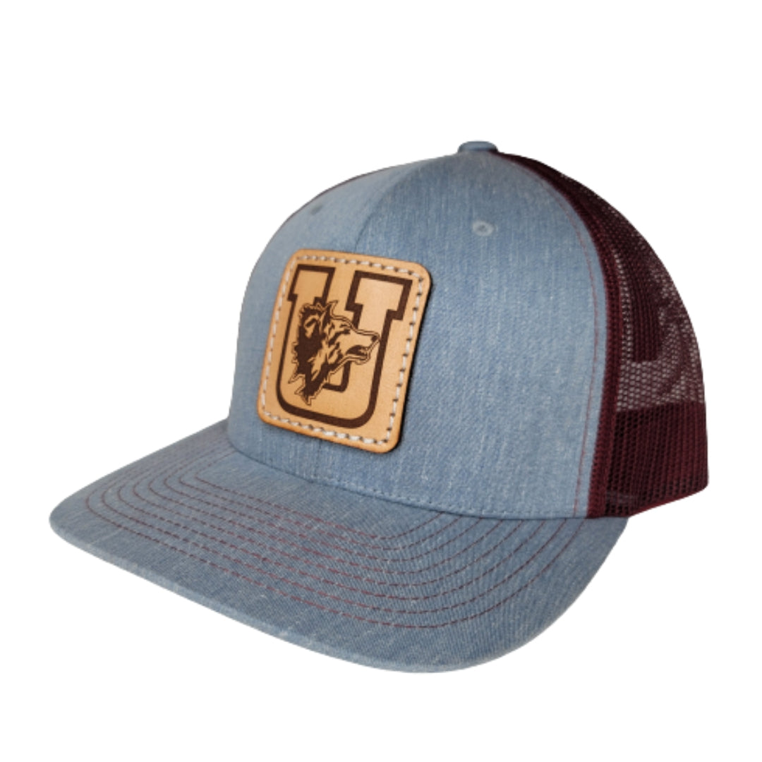 Retro Coyote Trucker Cap-Heather Grey/Maroon