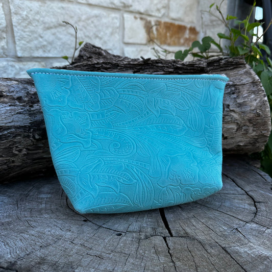 Teal Floral Women's Cosmetic Bag
