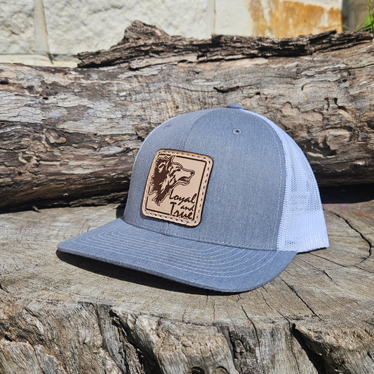 Loyal and True Coyote Trucker Cap-Heather Grey/White
