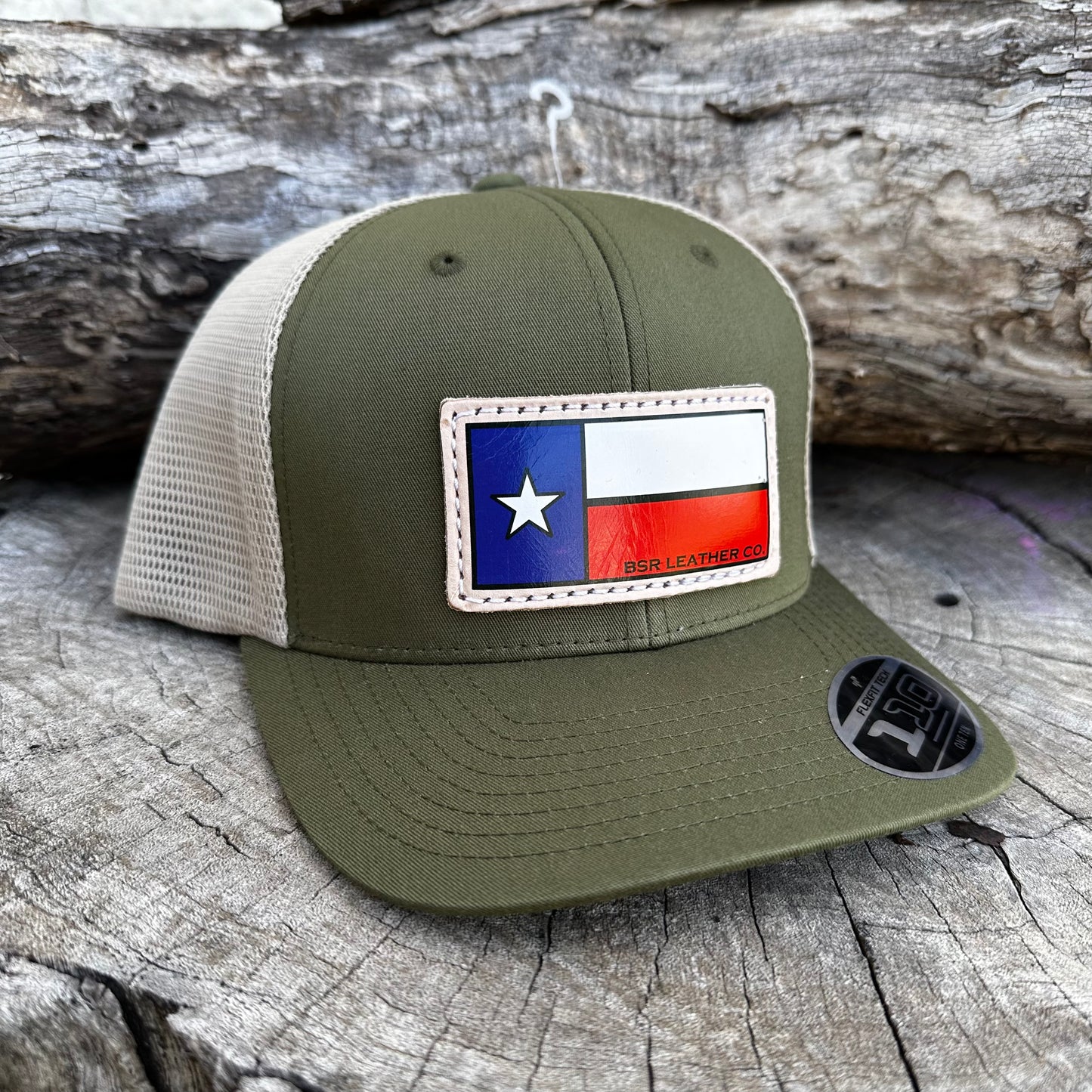 Texas Flag Trucker Hat - Olive/Tan