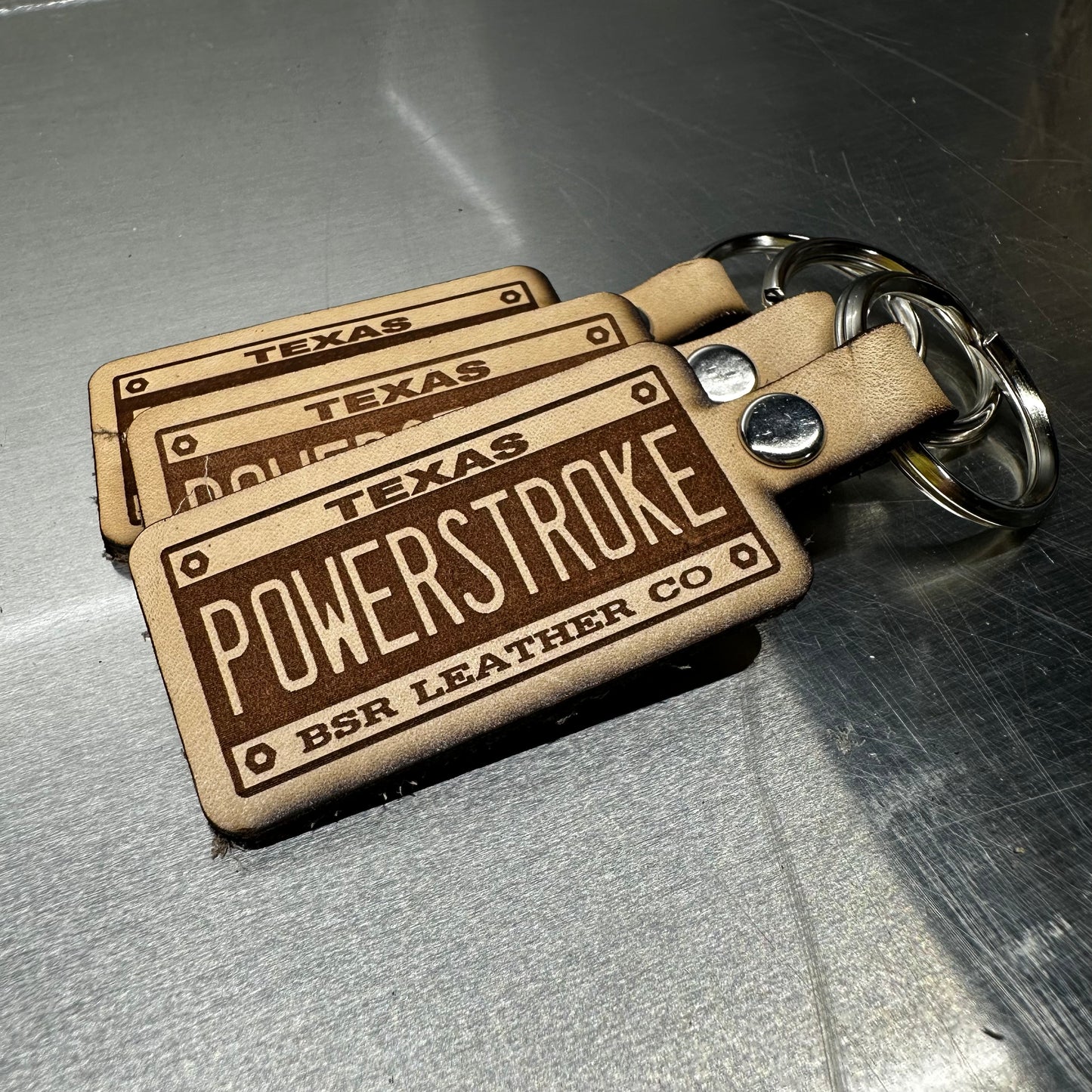 Powerstroke License Plate Keychain