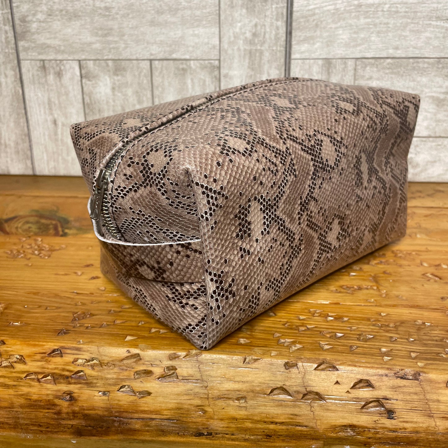 Python Leather Travel Bag Dopp Kit