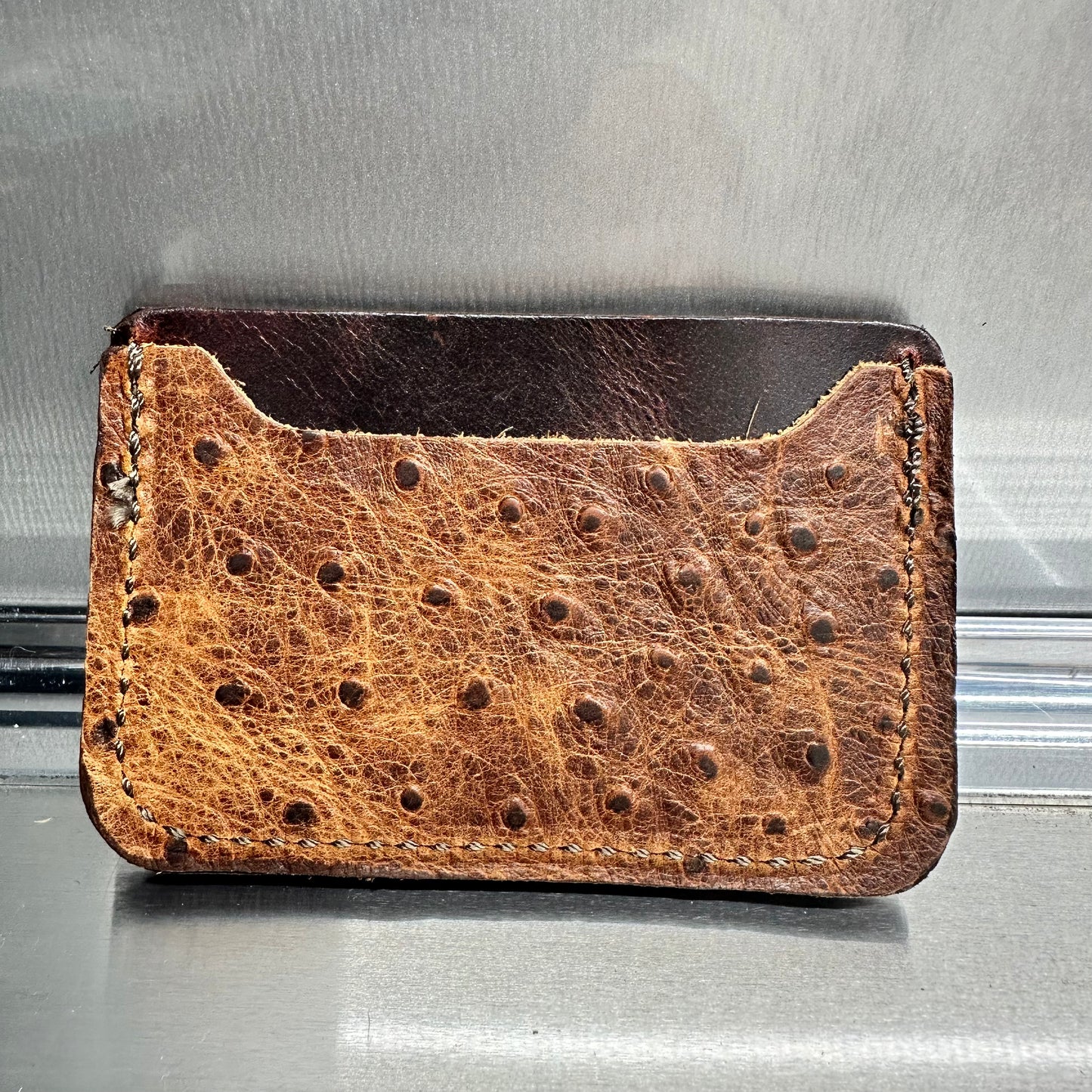 Rustic Embossed W/ Brown Ostrich Weekender Wallet