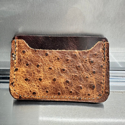 Rustic Embossed W/ Brown Ostrich Weekender Wallet