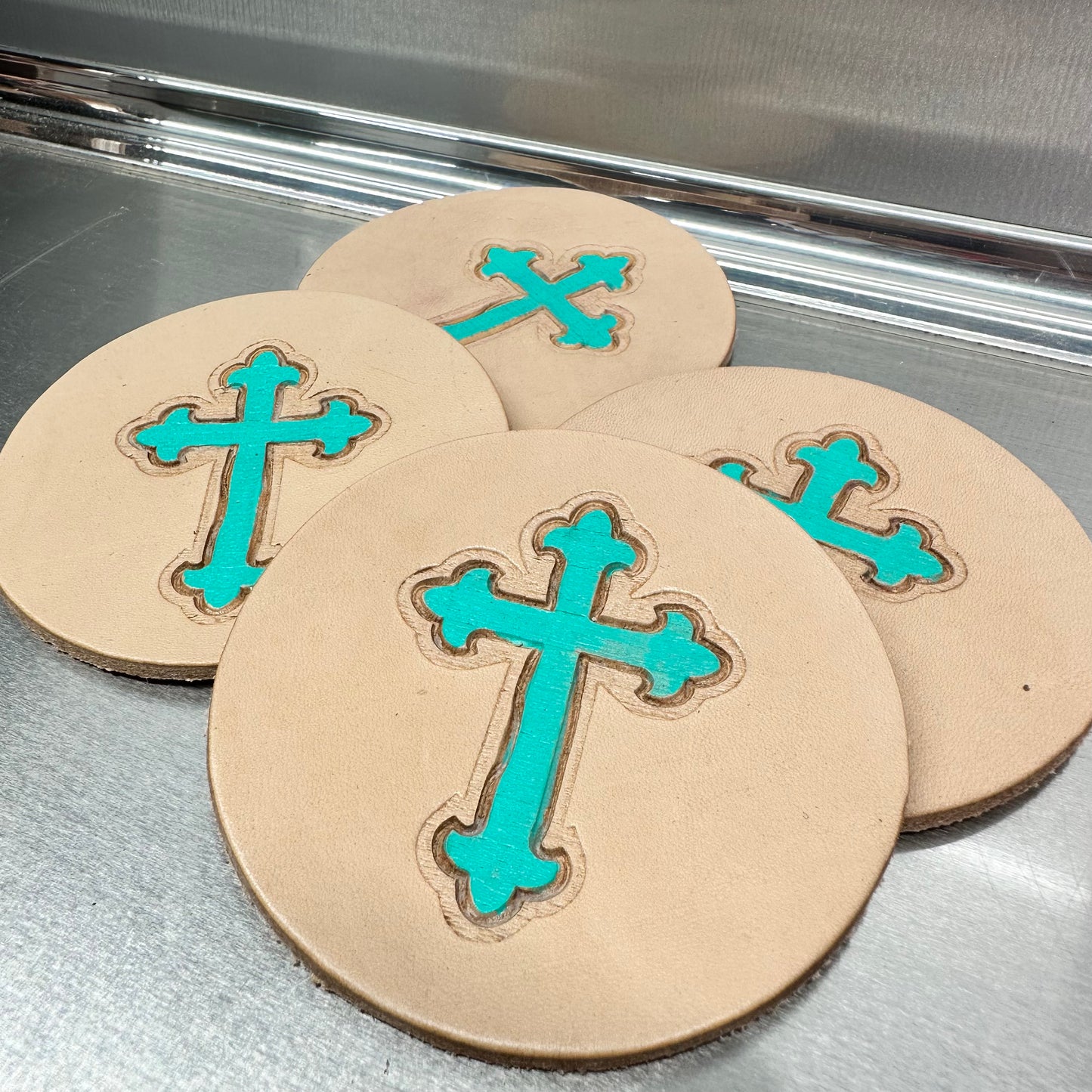 Turquoise Cross Coasters
