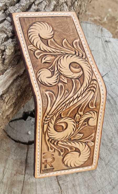 bsr leather hand tooled leather money clip wallet